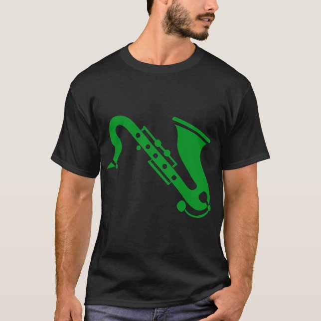 Saxofon - Gräsgrön Tee Shirt (Framsida)