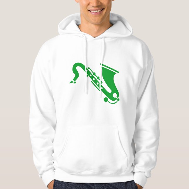 Saxofon - Grass Grönt Hoodie (Framsida)