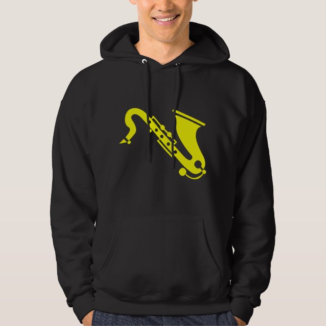 Saxofon - Gul Sweatshirt Med Luva (Framsida)