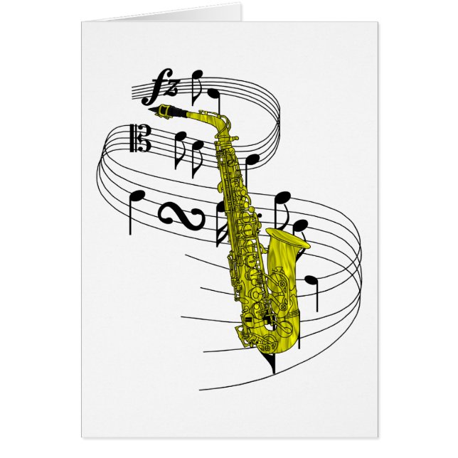 Saxofon Hälsningskort (Framsidan)