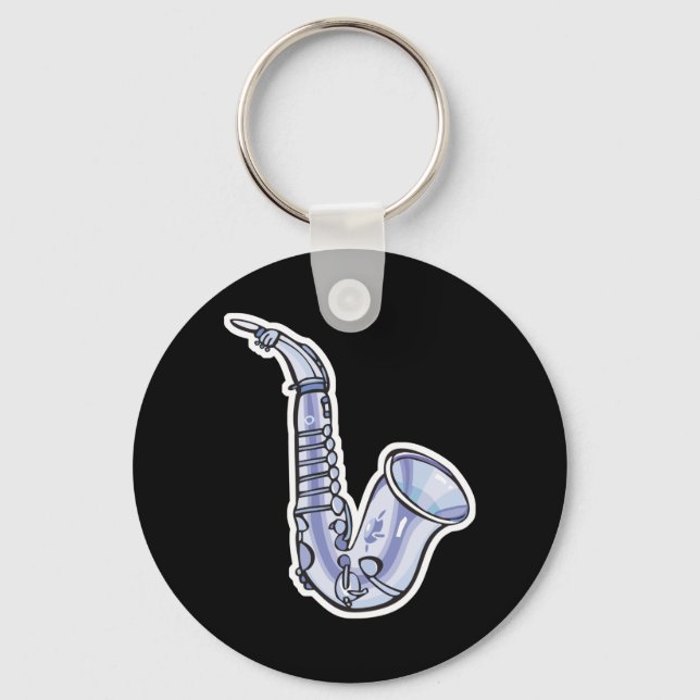 saxofon i silver nyckelring (Framsida)