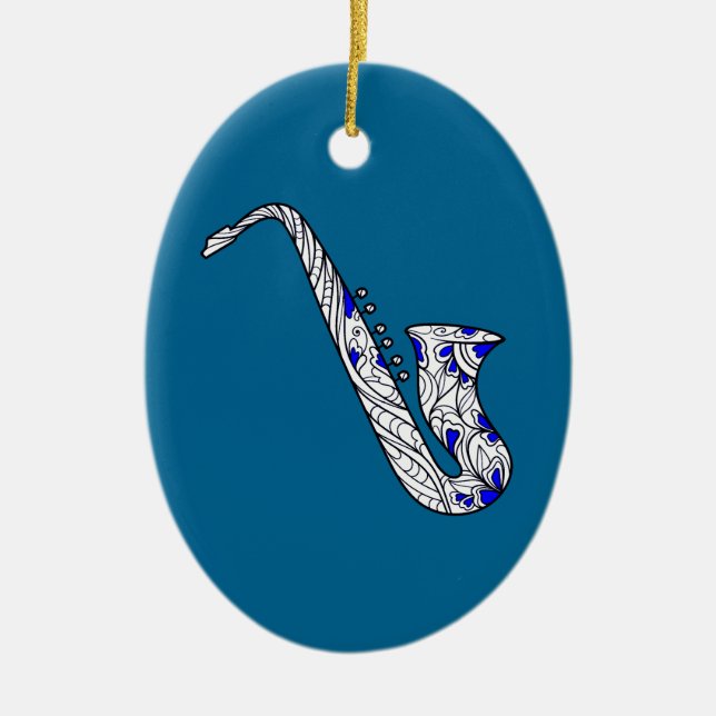 Saxofon Julgransprydnad Keramik (Framsidan)