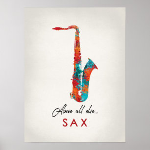 Saxofon - ljus färgrik musik poster