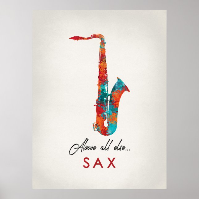 Saxofon - Ljusfärgad musik Poster (Framsidan)