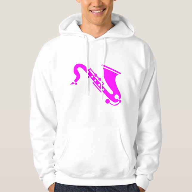 Saxofon - magenta sweatshirt med luva (Framsida)