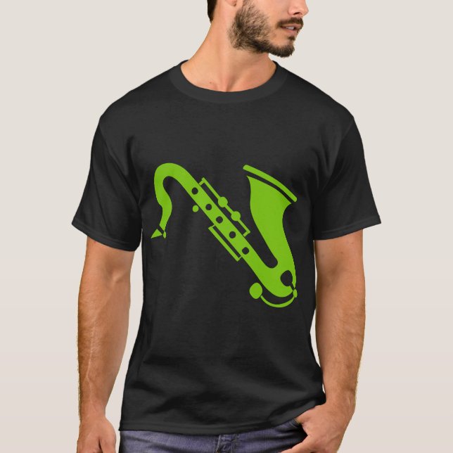 Saxofon - Martiansk Grönt T-shirt (Framsida)