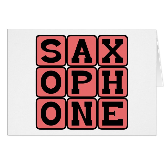 Saxofon, musikinstrument hälsningskort (Framsidan Horizontal)