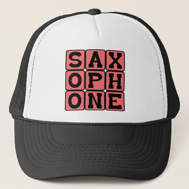 Saxofon, musikinstrument truckerkeps (Framsida)