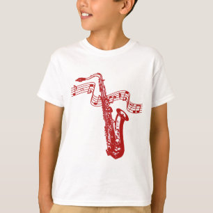 Saxofon och anteckningar t-shirt