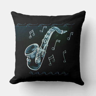 Saxofon och Musik noter Dekorativ kudde