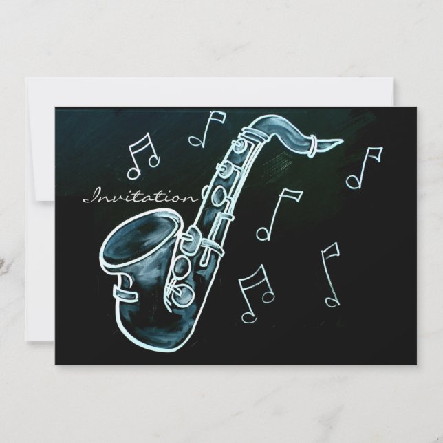 Saxofon och Musik noter Inbjudningar (Framsida)