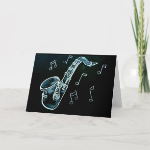 Saxofon och musik noter kort