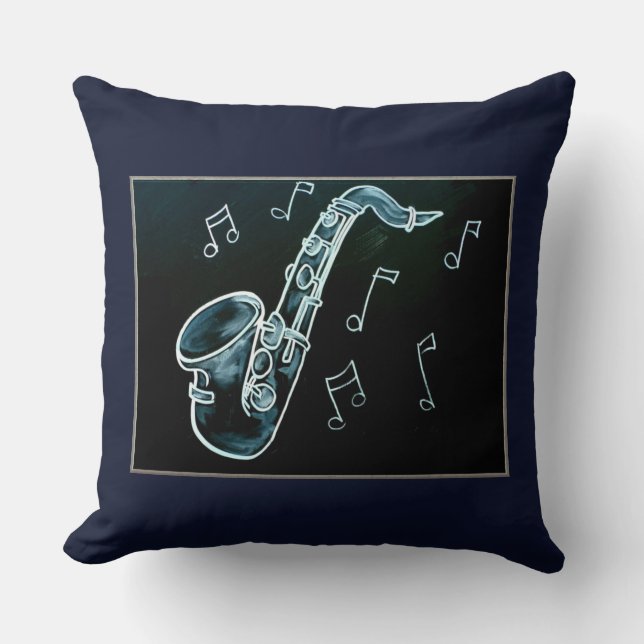 Saxofon och Musik noter Kudde (Framsida)