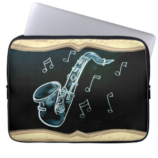 Saxofon och Musik noter Laptop Fodral