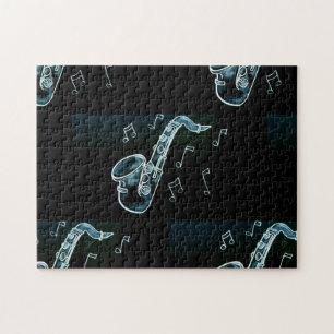 Saxofon och Musik noter Pussel