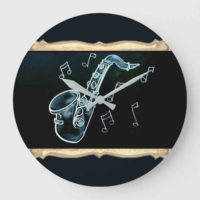 Saxofon och Musik noter Stor Klocka (Framsida)