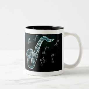 Saxofon och Musik noter Två-Tonad Mugg