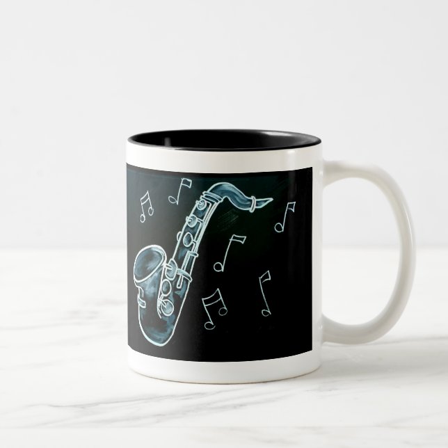 Saxofon och Musik noter Två-Tonad Mugg (Höger)