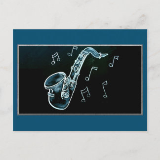 Saxofon och Musik noter Vykort
