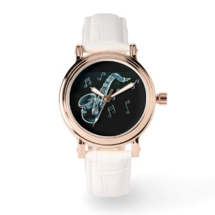 Saxofon och noter armbandsur