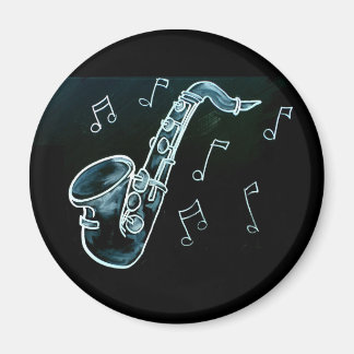 Saxofon och noter magnet