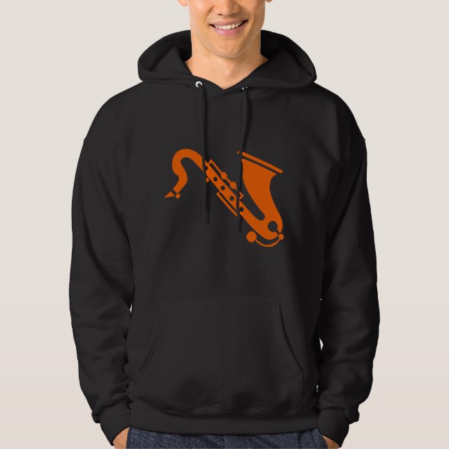 Saxofon - Orange Sweatshirt Med Luva (Framsida)