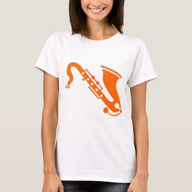Saxofon - Orange Tee Shirt (Framsida)