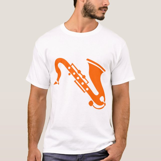 Saxofon - Orange Tee Shirt (Framsida)