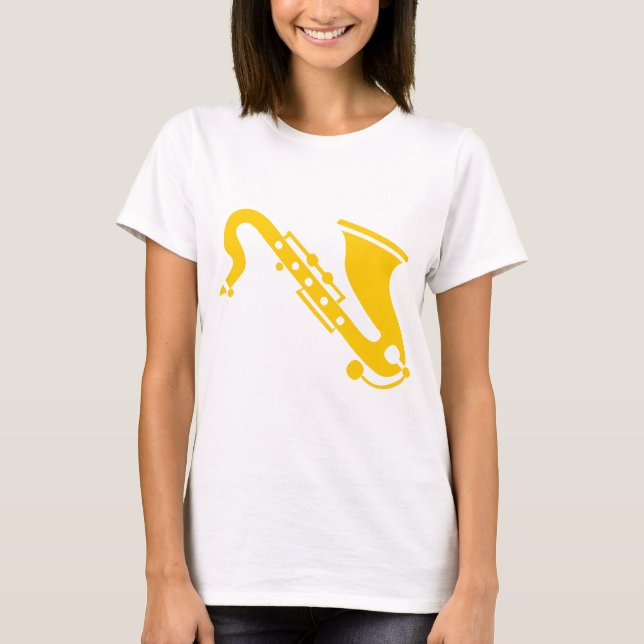 Saxofon - orangegult t shirt (Framsida)
