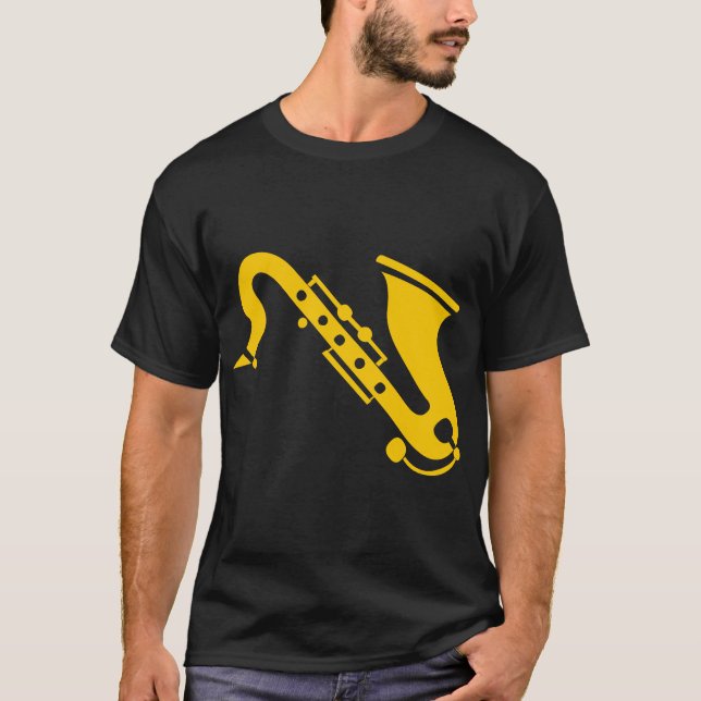 Saxofon - orangegult t-shirt (Framsida)