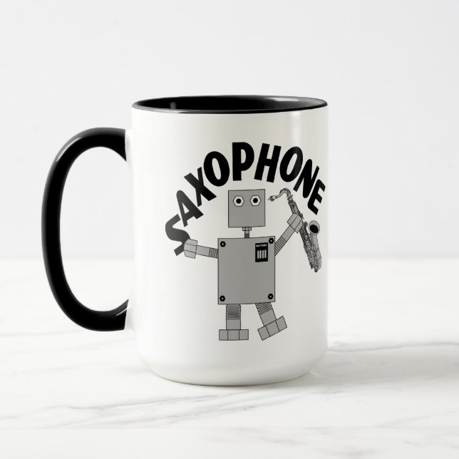 Saxofon Robot Text Mugg (Vänster)