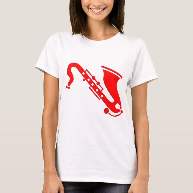 Saxofon - röd t shirt (Framsida)