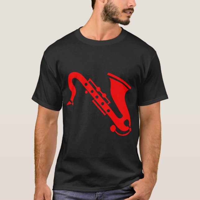 Saxofon - röd t shirt (Framsida)