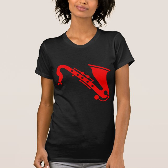 Saxofon - röd tee shirt (Framsida)