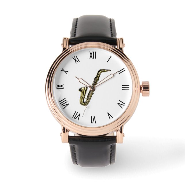 Saxofon romerska siffror armbandsur (Framsida)