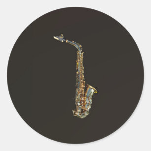 saxofon runt klistermärke