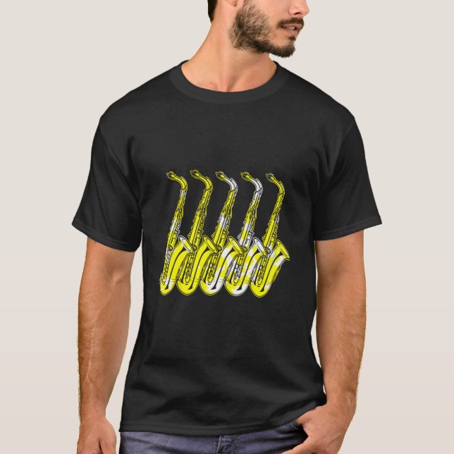 Saxofon Sax Musikinstrument T Shirt (Framsida)