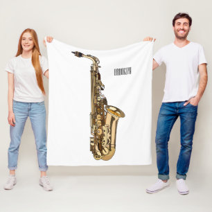 Saxofon serieillustration fleecefilt