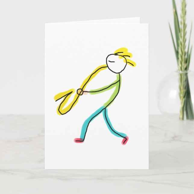Saxofon Stickman Kort (Framsida)