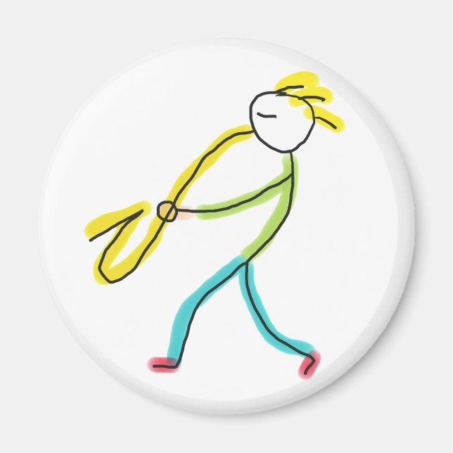 Saxofon Stickman Magnet (Framsidan)