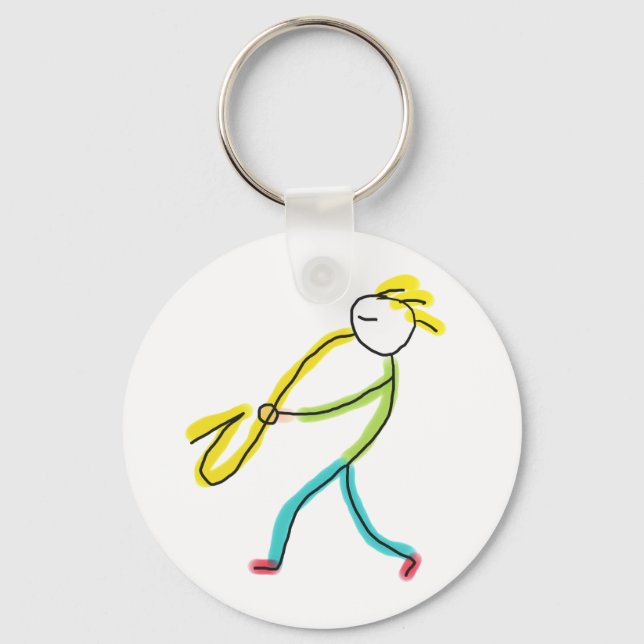 Saxofon Stickman Nyckelring (Framsida)