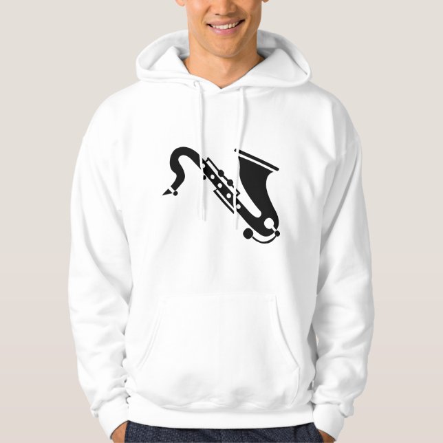 Saxofon - svart hoodie (Framsida)