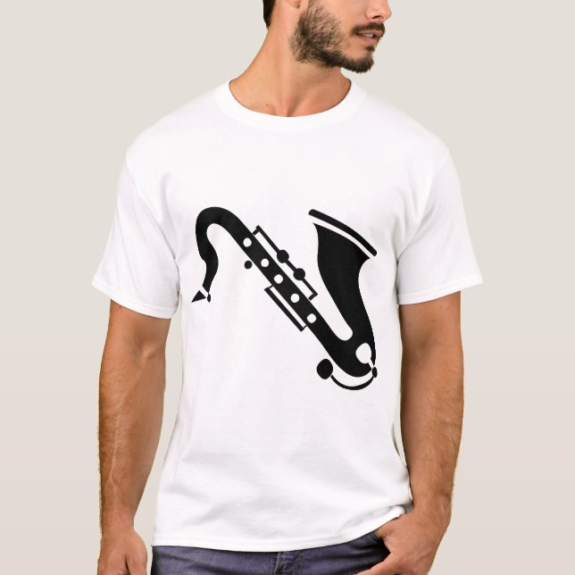 Saxofon - Svart T-shirt (Framsida)