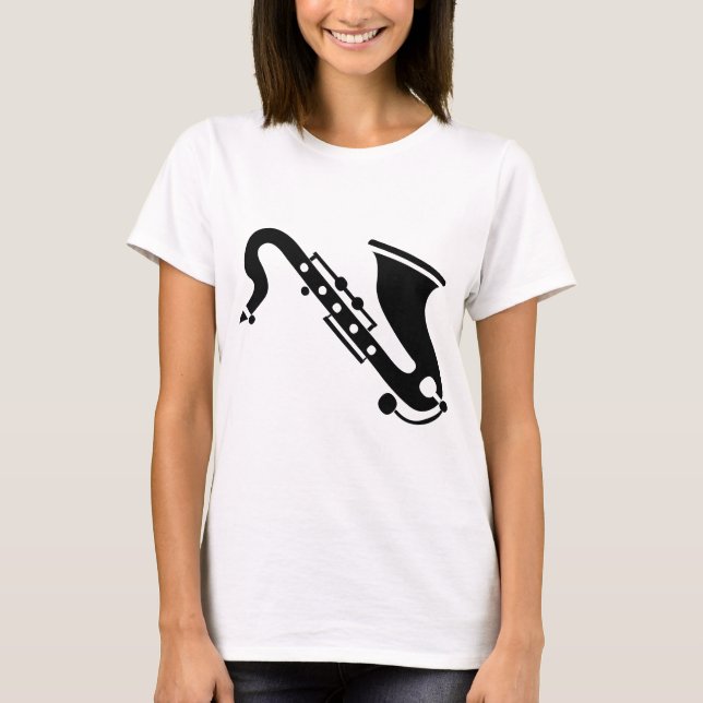 Saxofon - svart t shirt (Framsida)