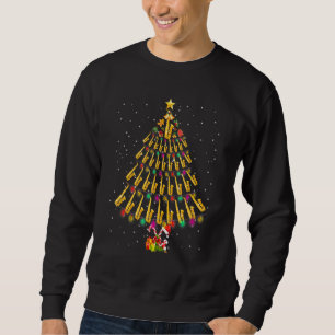 saxofon Träd Hat i Snö God jul Julafton de Lång Ärmad Tröja