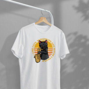 Saxofon vid uppspelning av katt t shirt