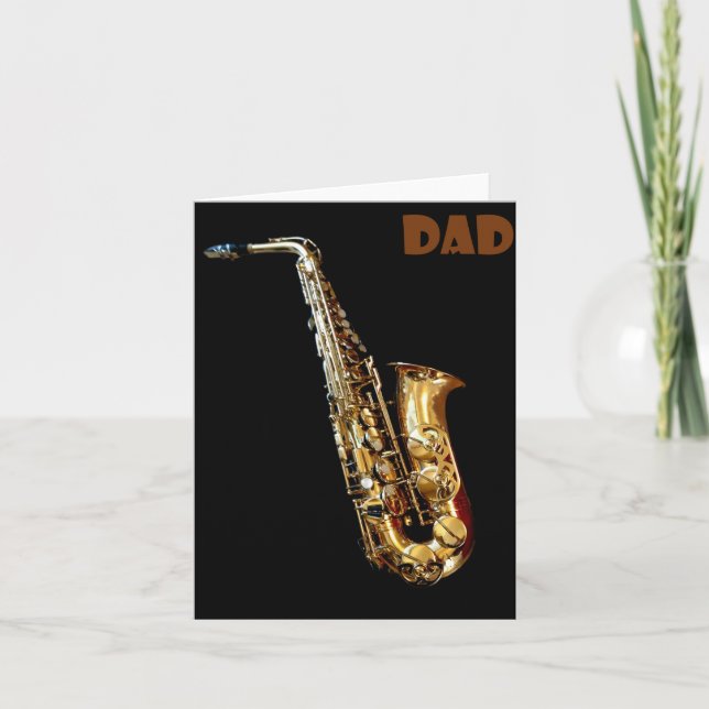 Saxofon Vikbar Gratulationskort Kort (Framsida)