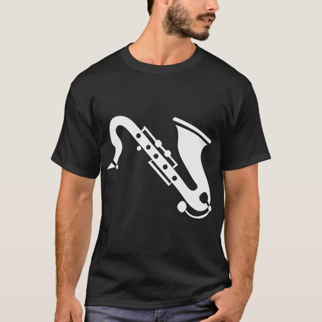 Saxofon - vitt tee shirt (Framsida)