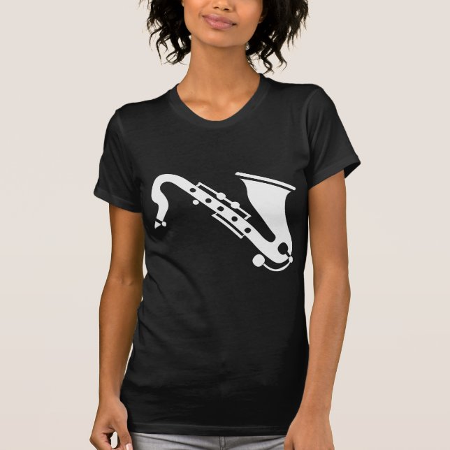Saxofon - vitt tee shirt (Framsida)