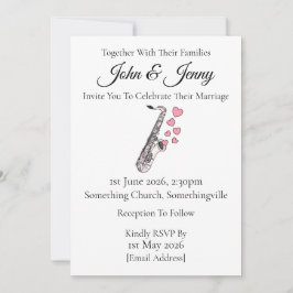 Saxofonbröllopsinbjudan Saxophonitiska musiker Inbjudningar